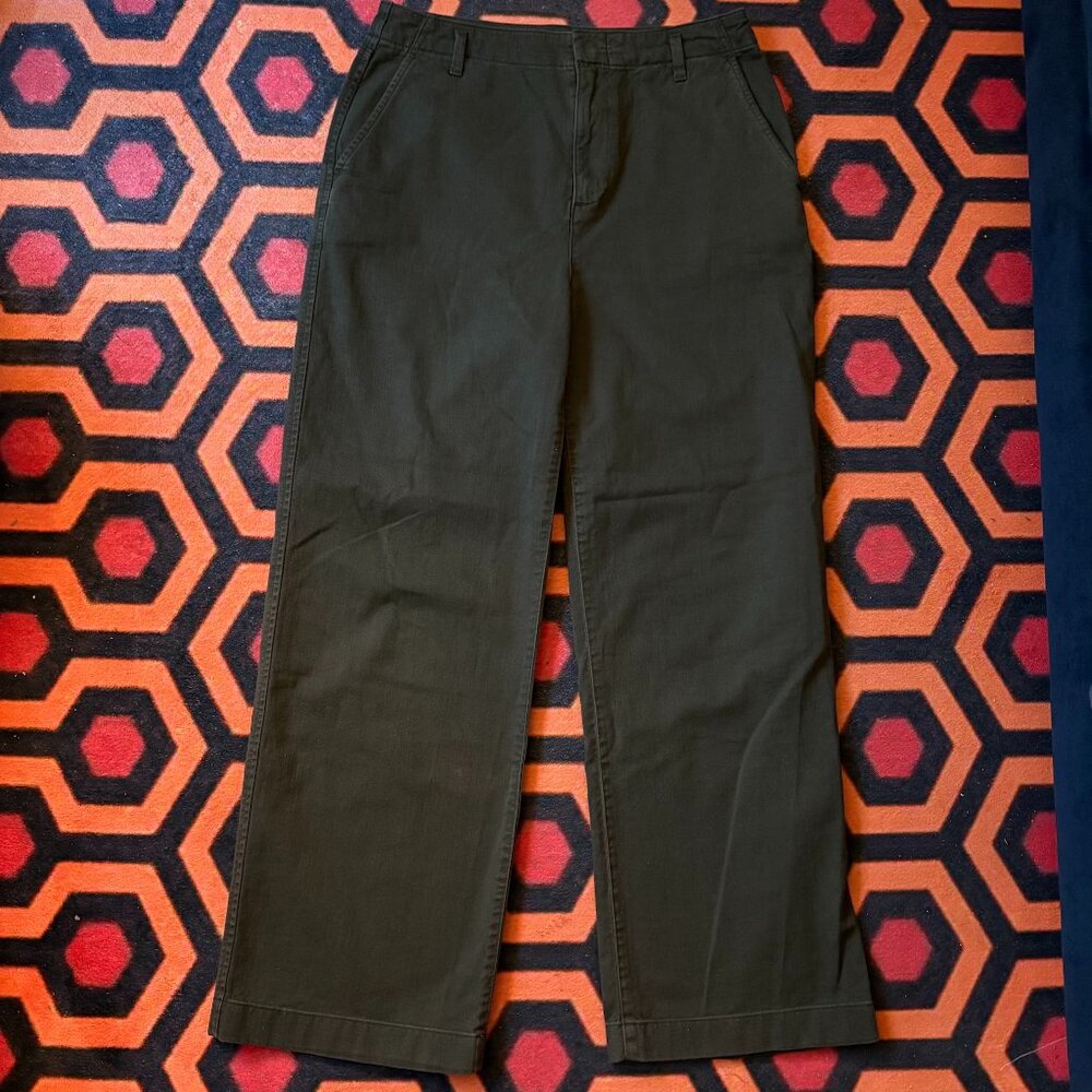Gap Loose Khaki Wide Leg Pants - Army Green - Size 8